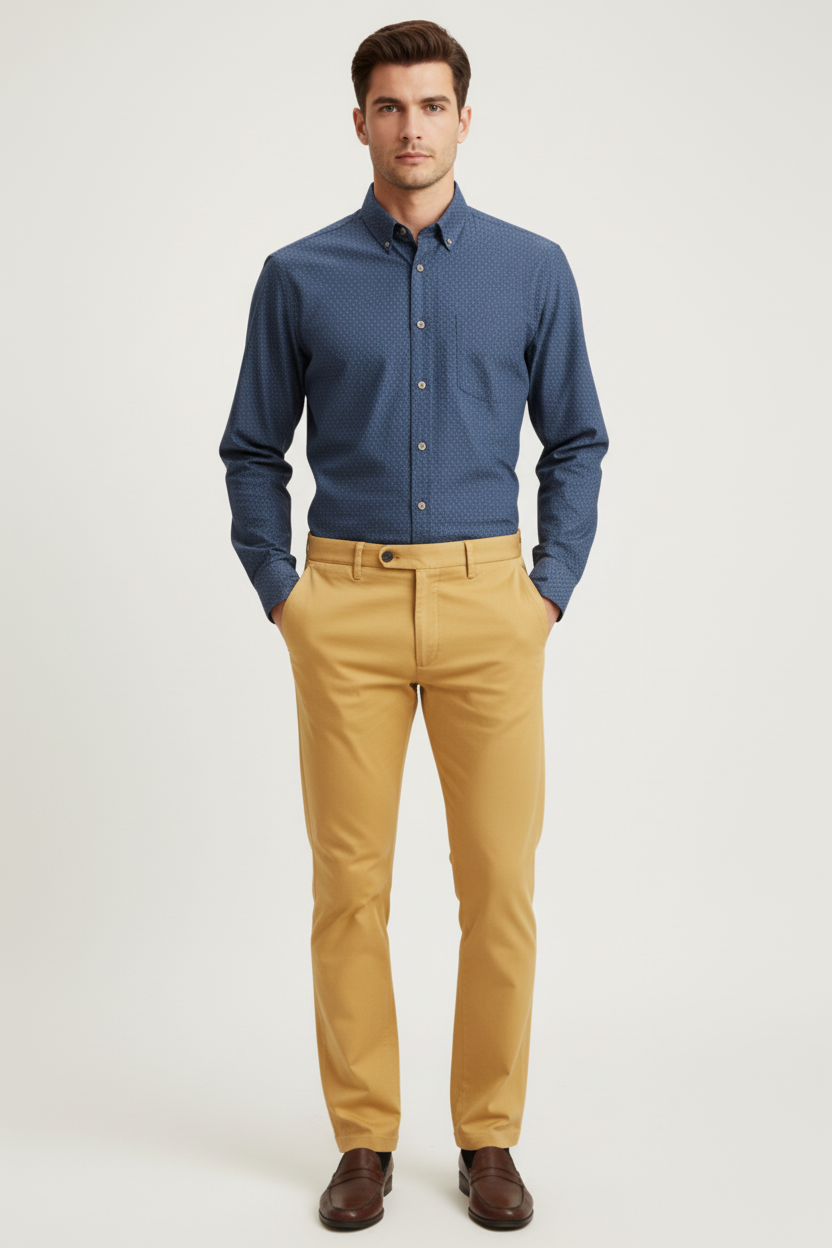 Portobello Road Navy w/White Squares Long Sleeve Shirt