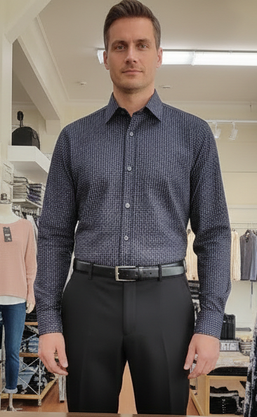 Portobello road Black w/White Diamonds Long Sleeve Shirt