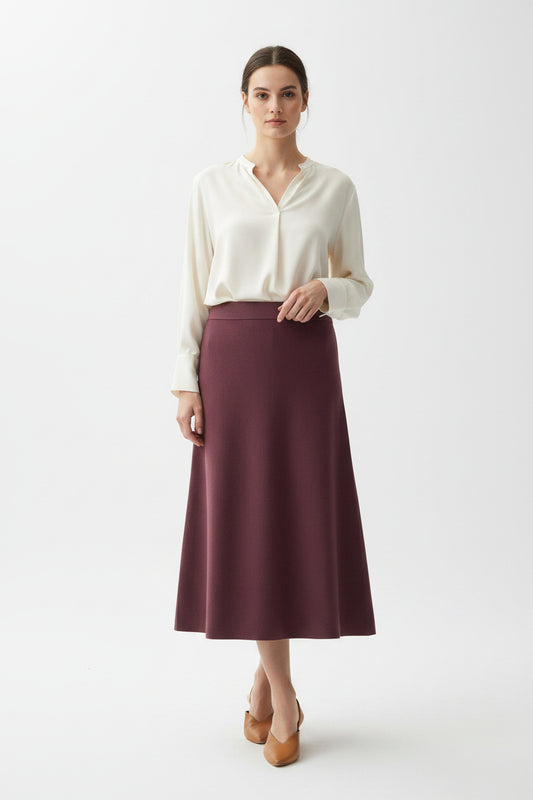 Trenery Milano Knit Skirt - Red Mahogany