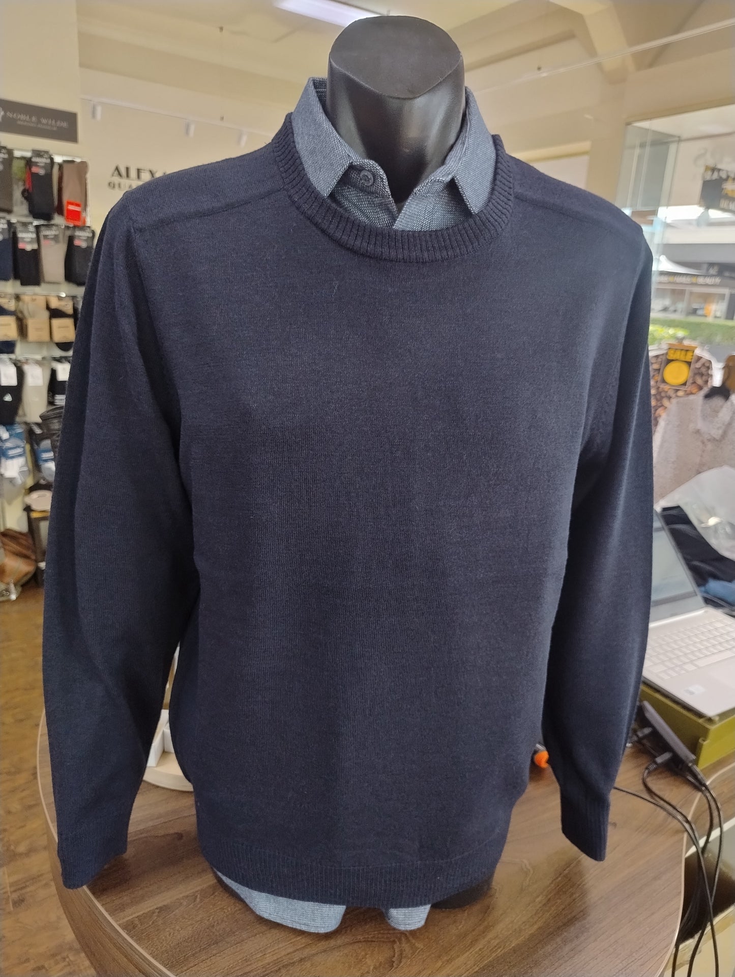 Berlin Merino Crew Neck Jumper w/Shoulder Panel