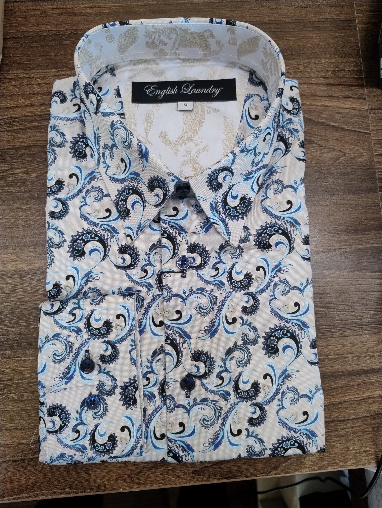 English Laundry Blue Multi Long Sleeve Shirt