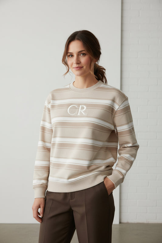Country Road CR Logo Women's Sweatshirt - Neutral Stripe