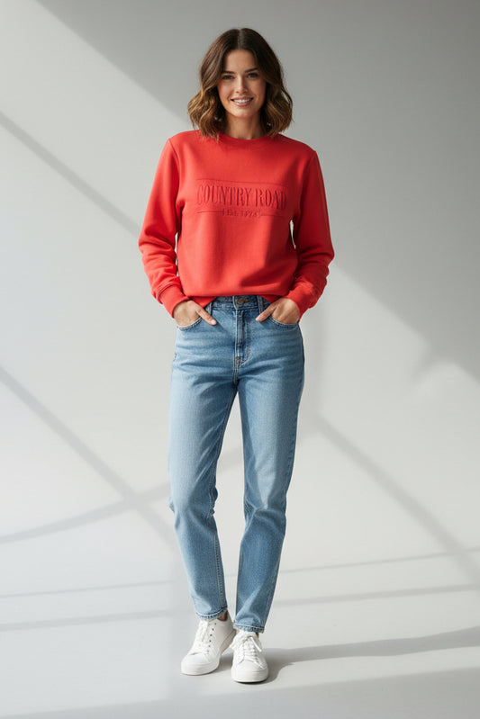 Country Road Heritage Womens Sweatshirt - Vivid Cherry