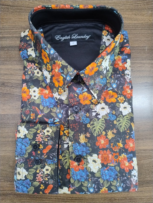 English Laundry Navy Multi Floral Long Sleeve Shirt