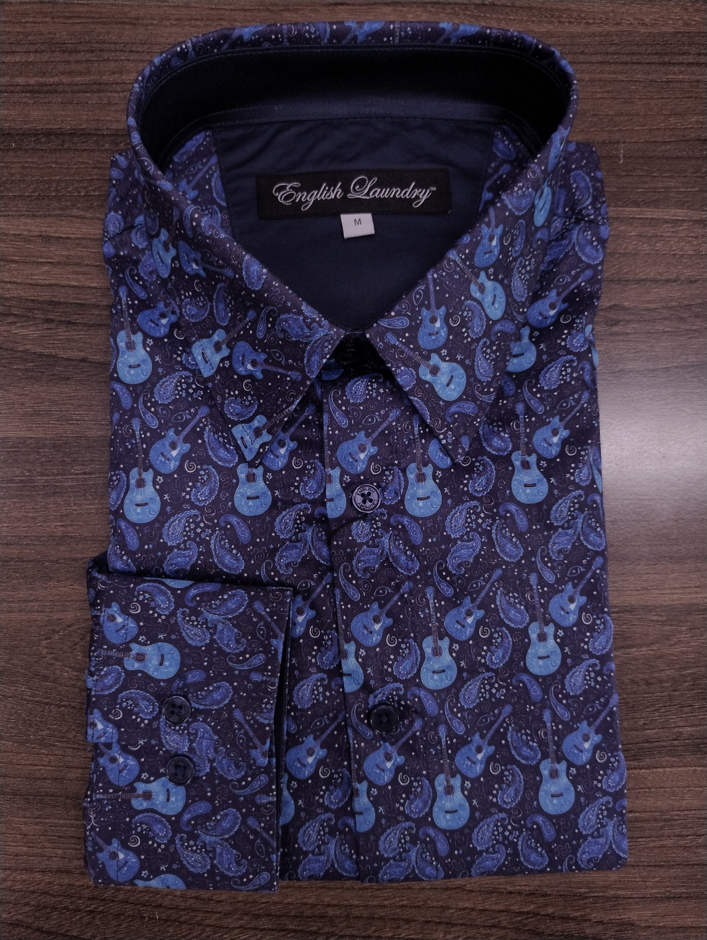 English Laundry Blue Guitars Long Sleeve Shirt