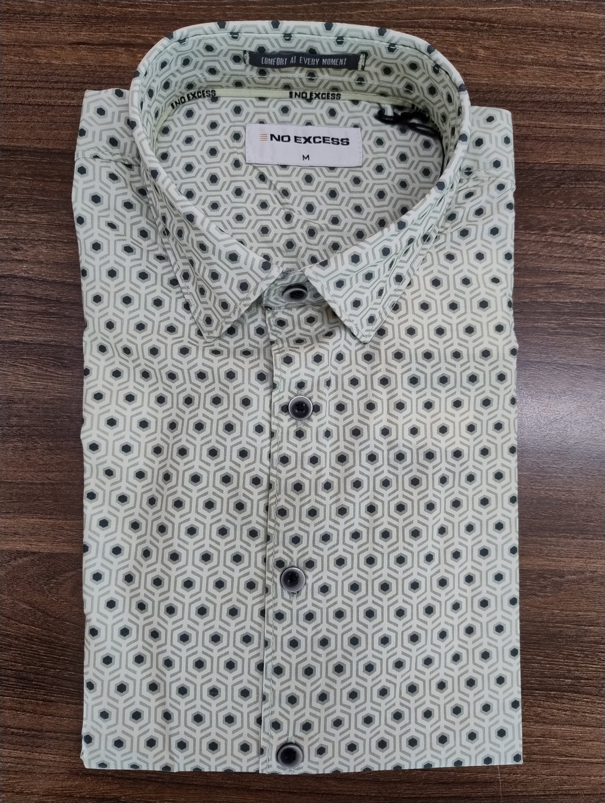 No Excess Short Sleeve Shirt - Green Hexagonal Print