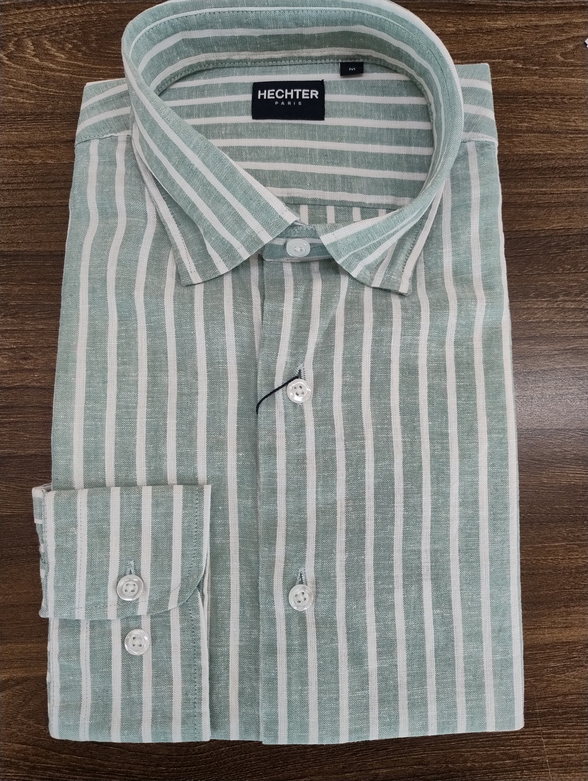 Daniel Hechter Sel Linen Blend Long Sleeve Shirt - Green Stripe