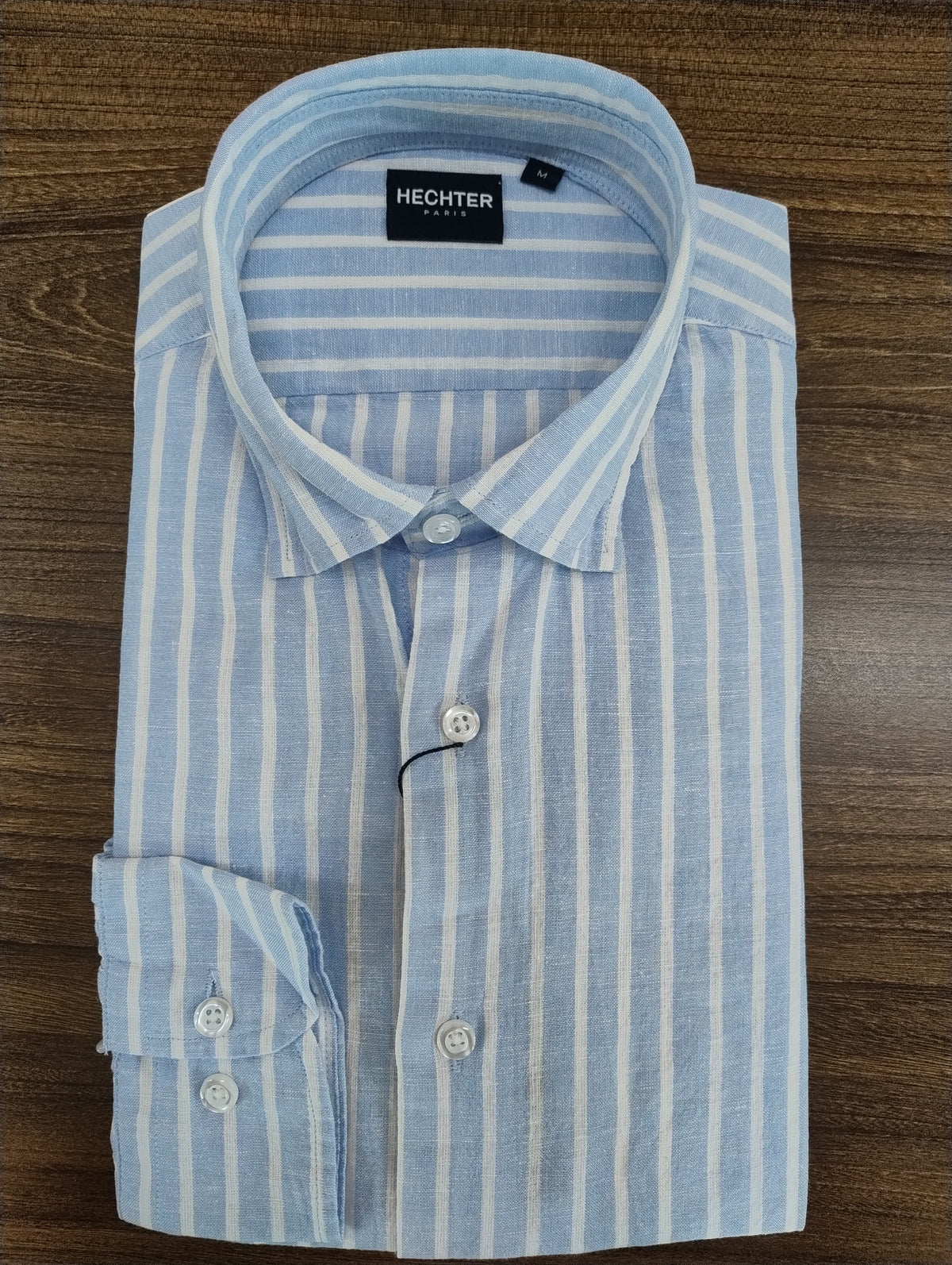 Daniel Hechter Sel Linen Blend Long Sleeve Shirt - Blue Stripe