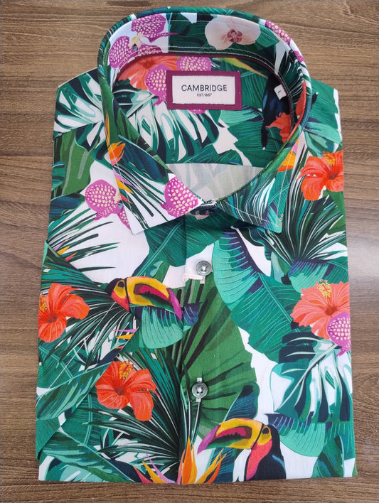 Cambridge Portsea Toucan Floral Short Sleeve Shirt