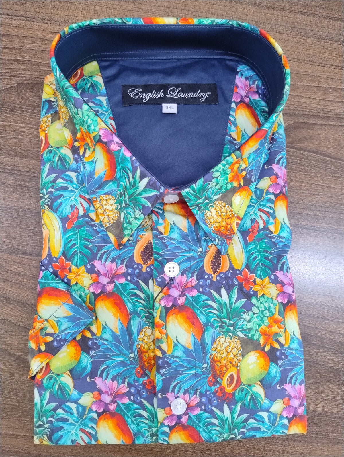 English Laundry Tropical Fruit Print Short Sleeve Shirt