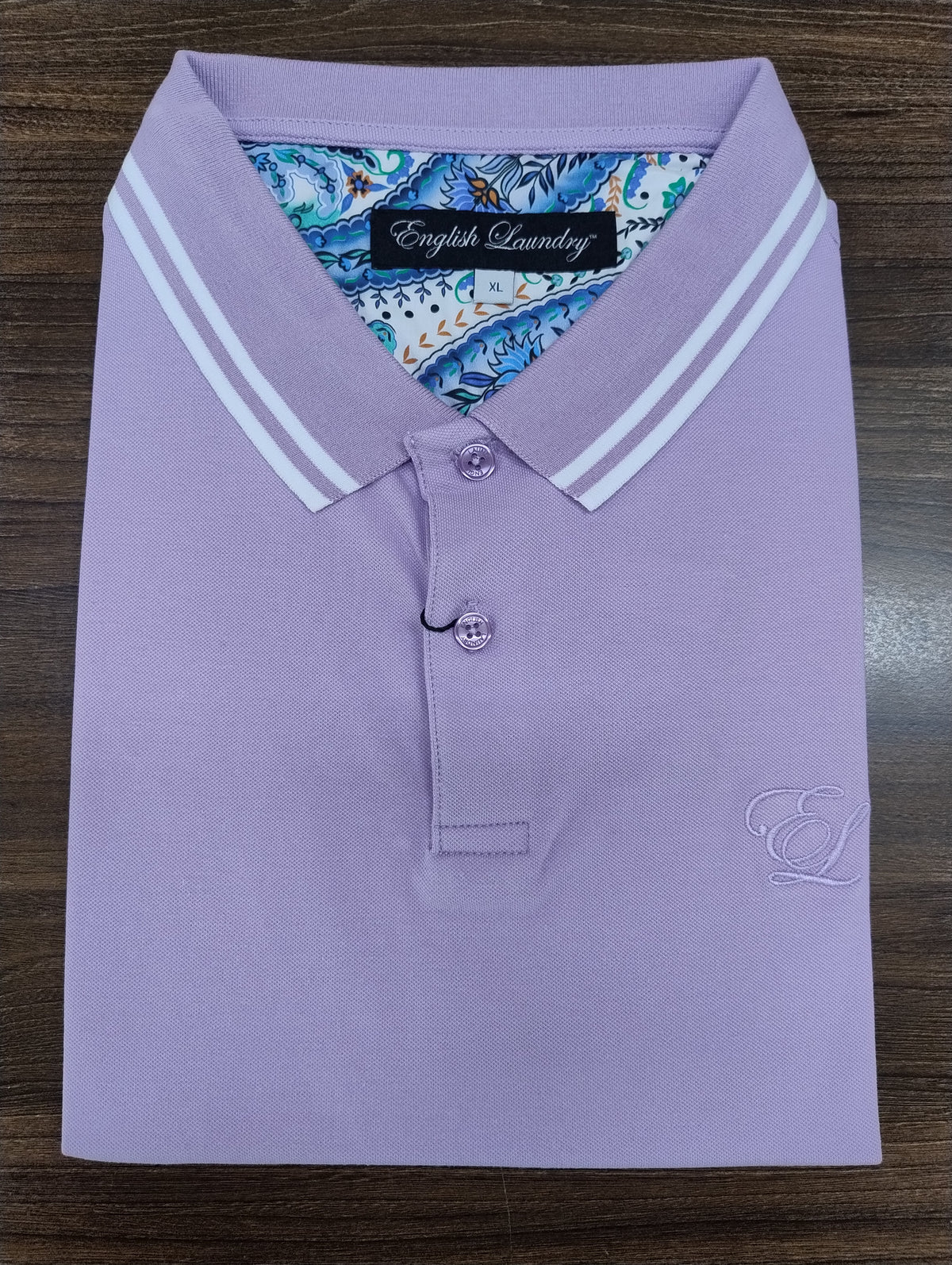 English Laundry Pique Short Sleeve Polo Shirt - Lavender