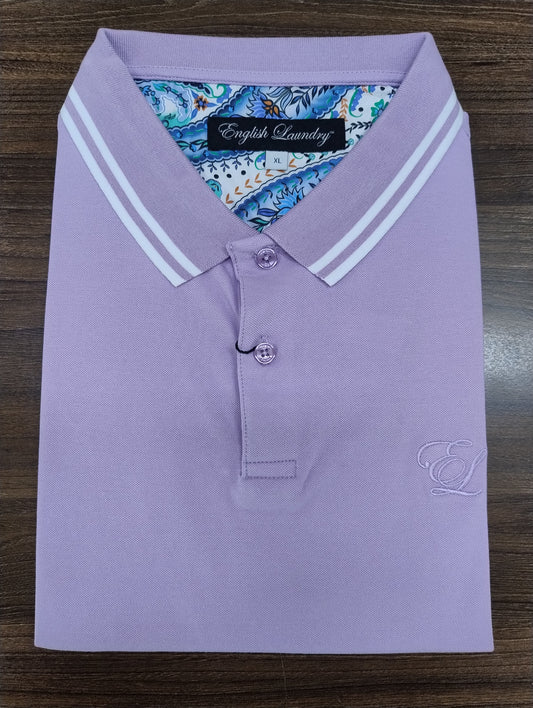 English Laundry Pique Short Sleeve Polo Shirt - Lavender