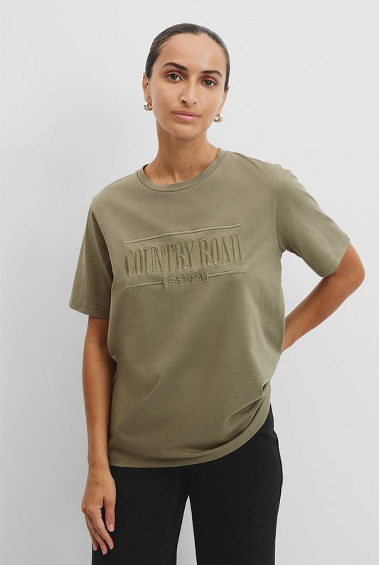 Country Road Heritage Embroidered T-Shirt - Forest Green
