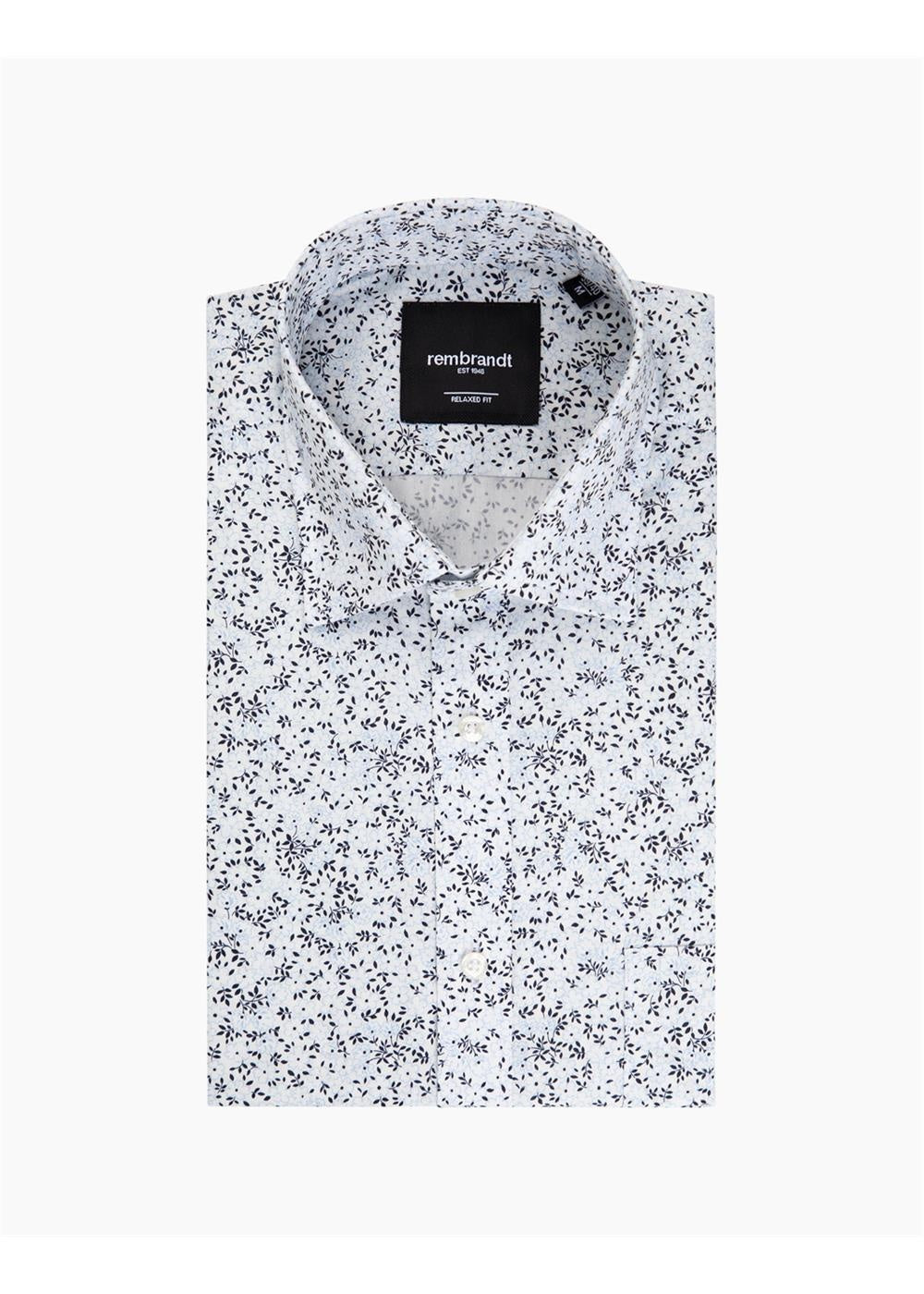Rembrandt Sinatra White & Blue Floral Print Long Sleeve Shirt