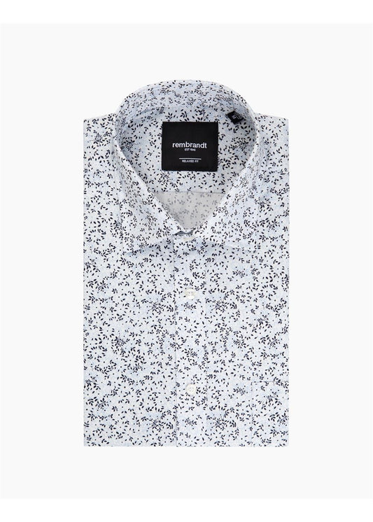 Rembrandt Sinatra White & Blue Floral Print Long Sleeve Shirt
