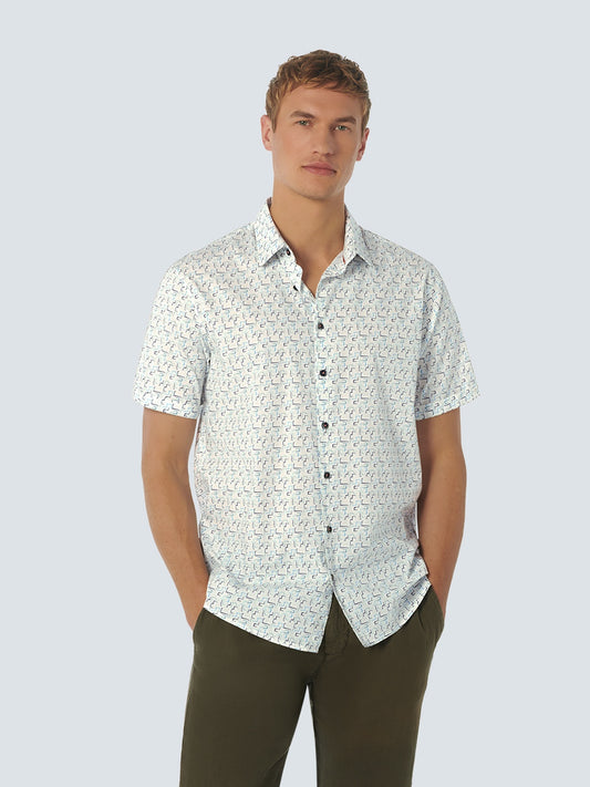 No Excess Shirt Short Sleeve Allover Printed Aqua