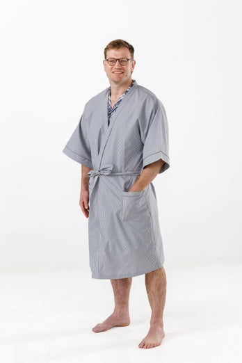 Lichfield Summer Weight Kimono - Charcoal Stripe