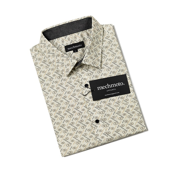 Mechmoto Sand Geometric Print Short Sleeve Shirt