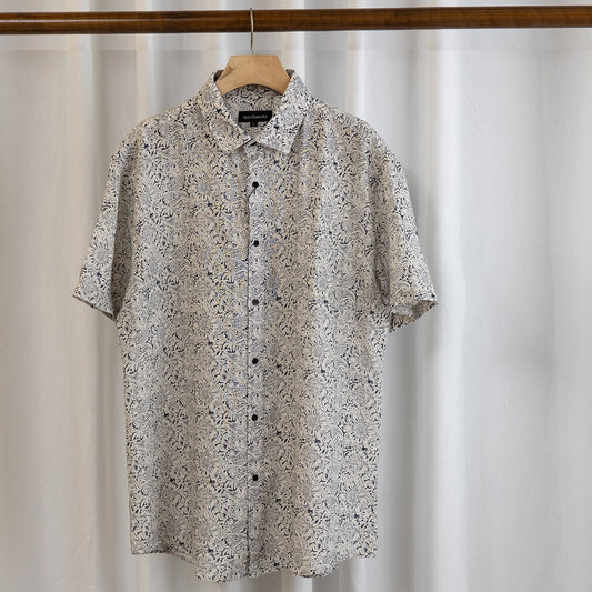 Mechmoto Linen Floral Print Short Sleeve Shirt