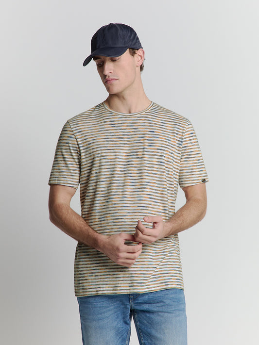 No Excess T-Shirt Crewneck Melange Stripes - Multi