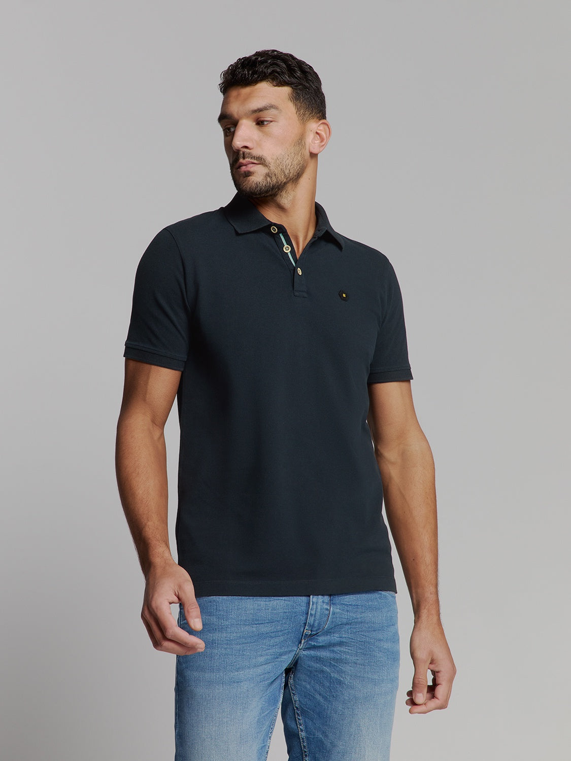 No Excess Night Pique Garment Dyed Short Sleeve Polo Shirt