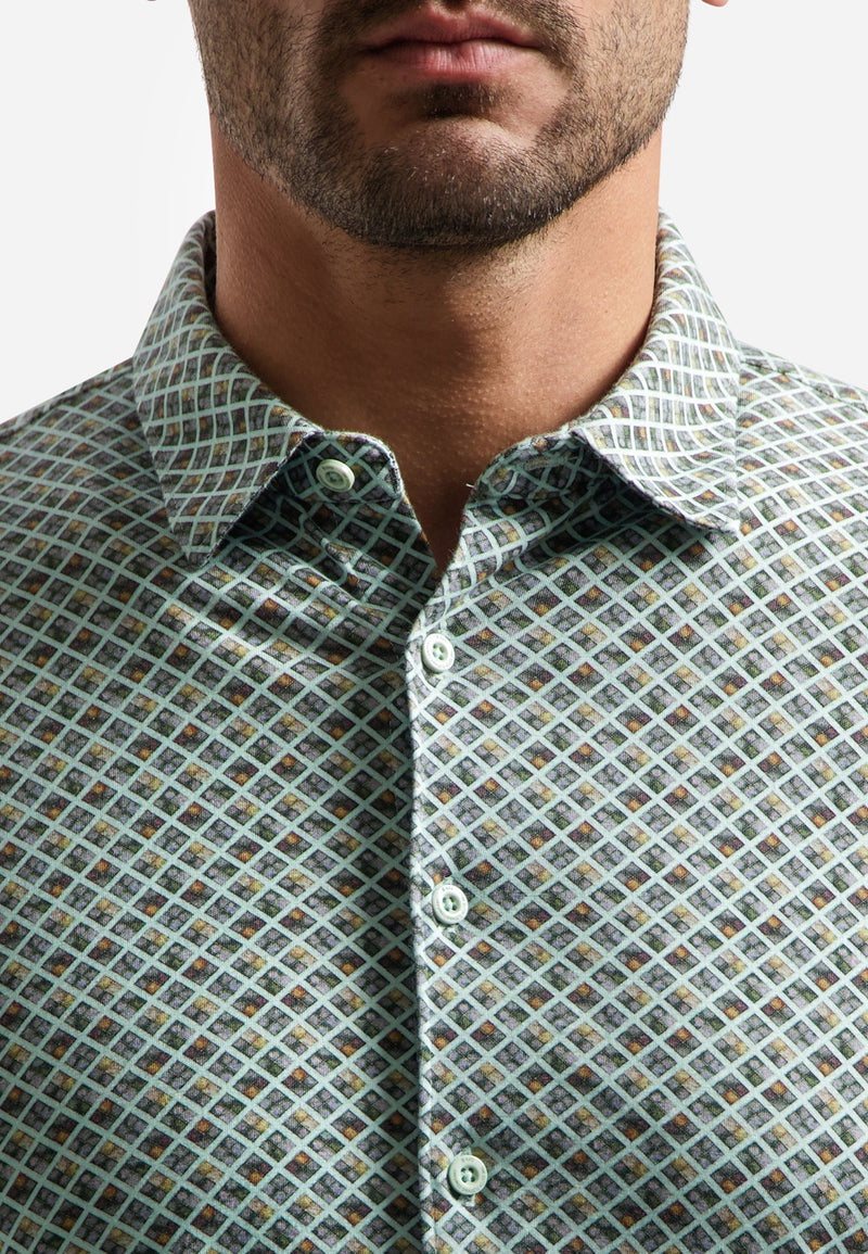 No Excess Printed Short Sleeve Shirt - Green