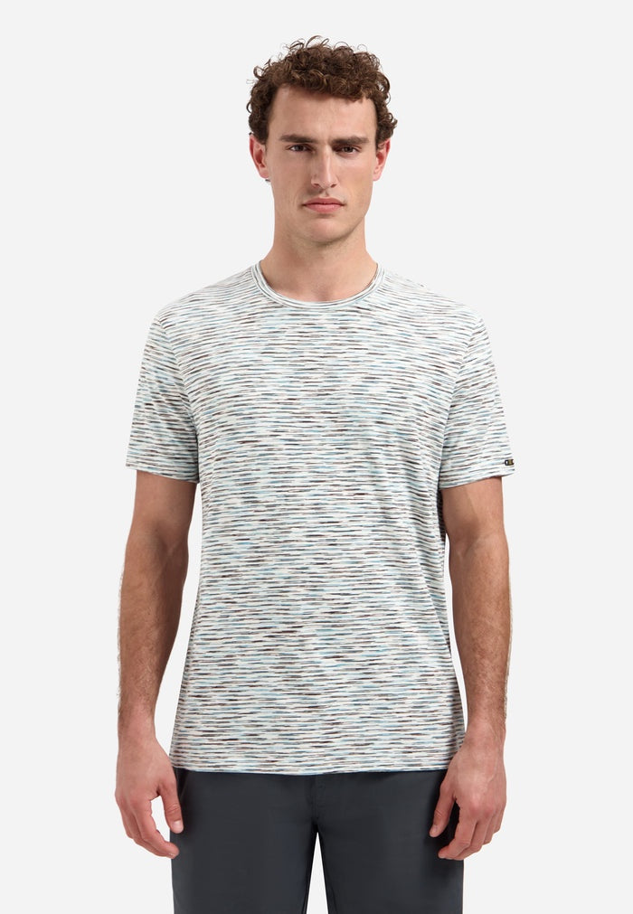 No Excess T-Shirt Crewneck Striped - White