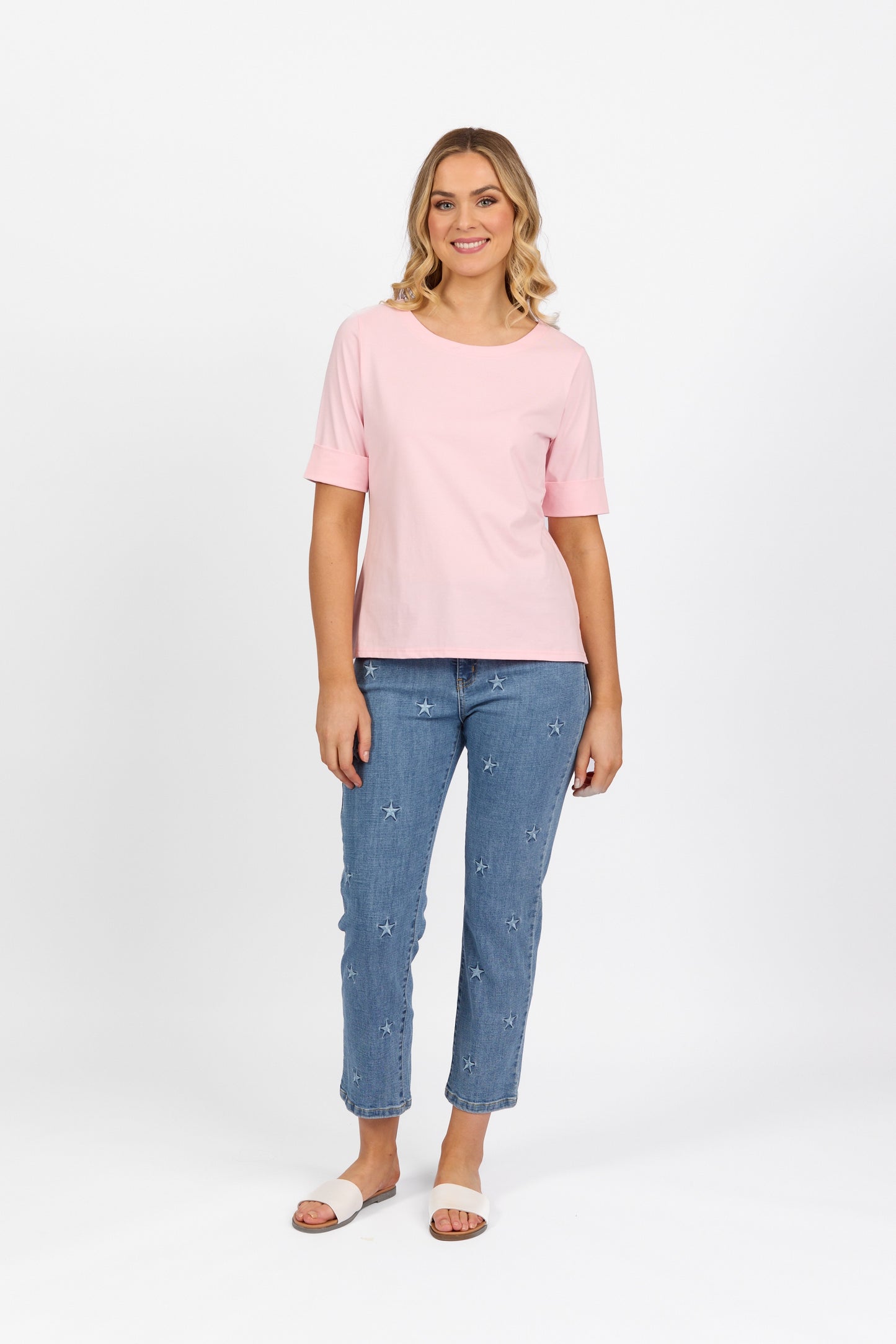 Vassalli Light Pink Boat Neck Top