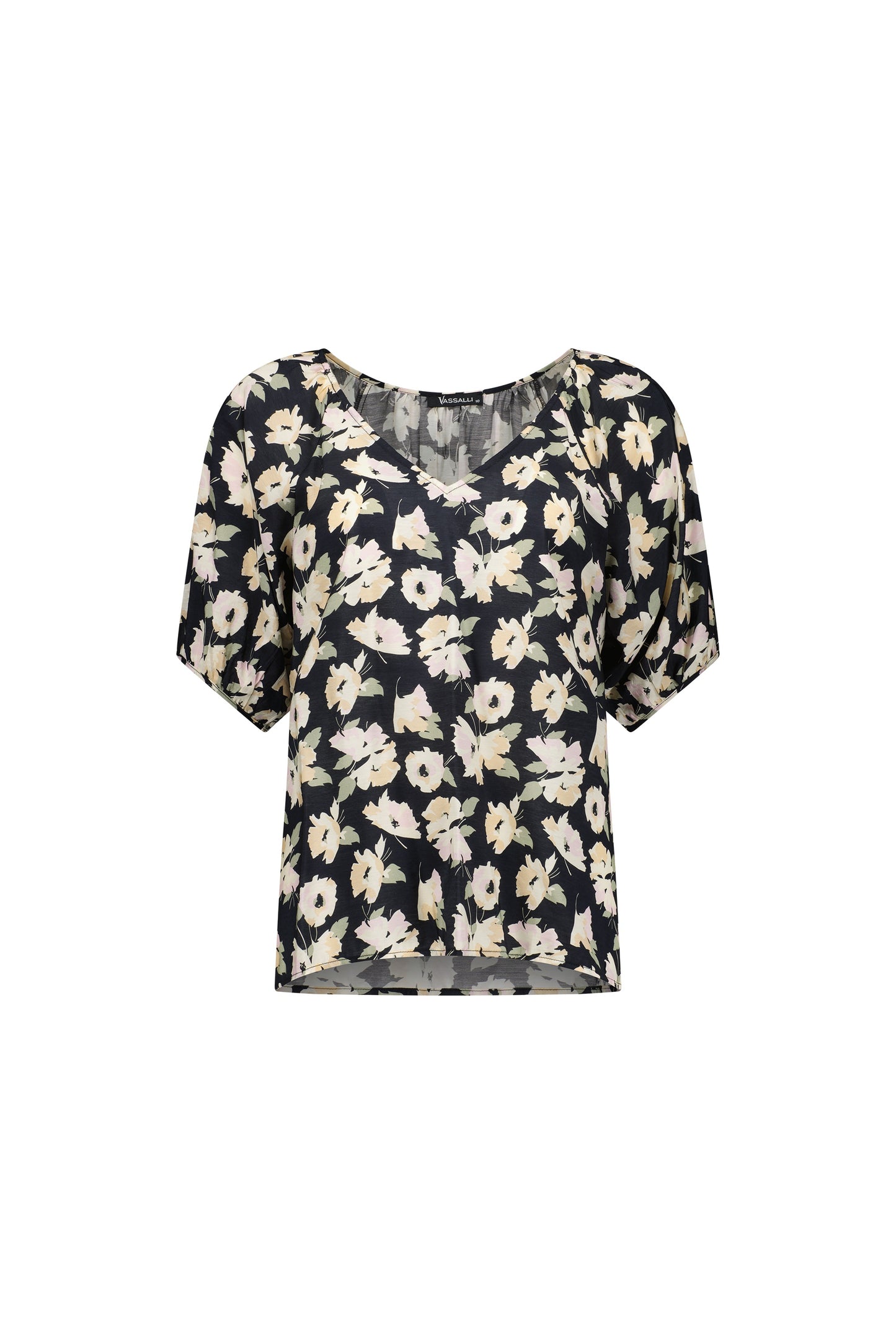 Vassalli Thea Print V Neck Top Floaty Sleeve