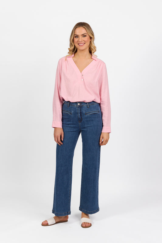 Vassalli True Blue Wide Leg Full Length Jean