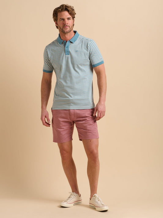 Brakeburn Smoke Blue Stripe Short Sleeve Polo Shirt