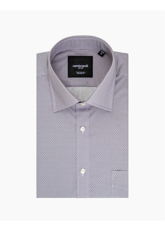 Rembrandt Sinatra Navy & Maroon Microdesign Long Sleeve Shirt