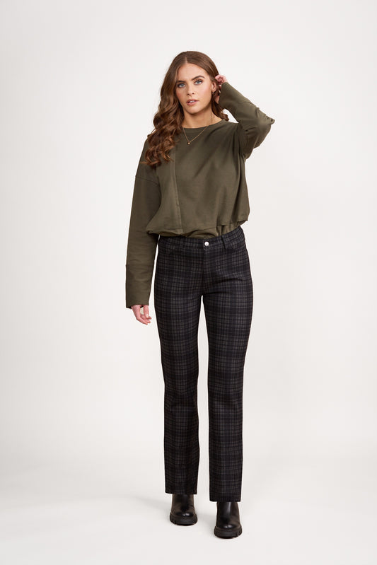 Vassalli Bennett Slim Leg Full Length Printed Ponti Pant with Fly