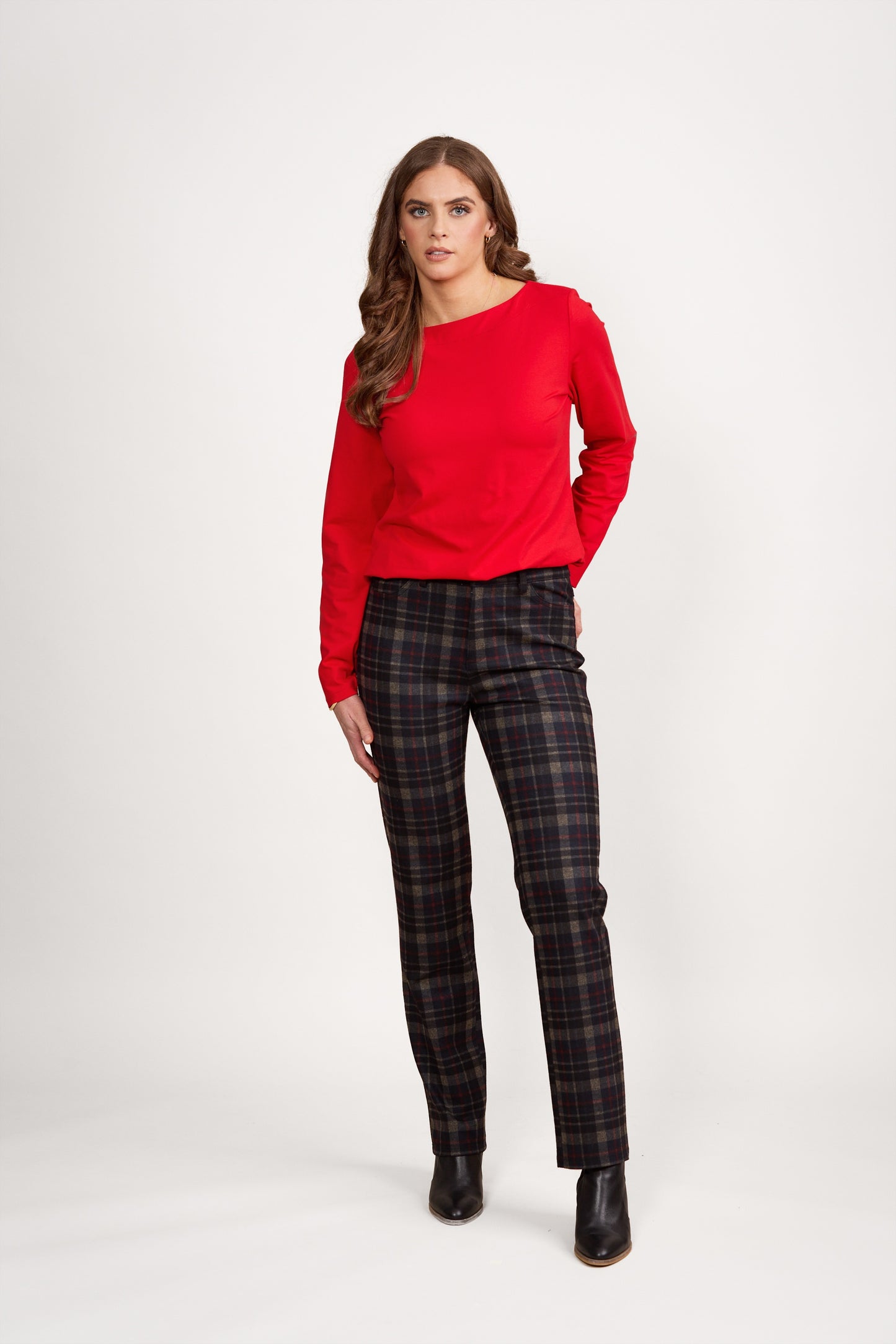 Vassalli Hyde Slim Leg Full Length Printed Ponti Pant with Fly