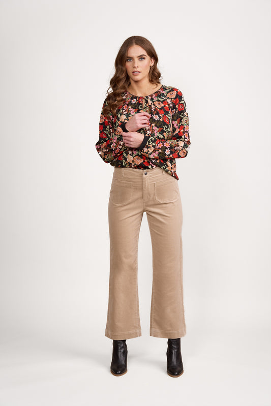 Vassalli Wide Leg Ankle Grazer Pant - Oat