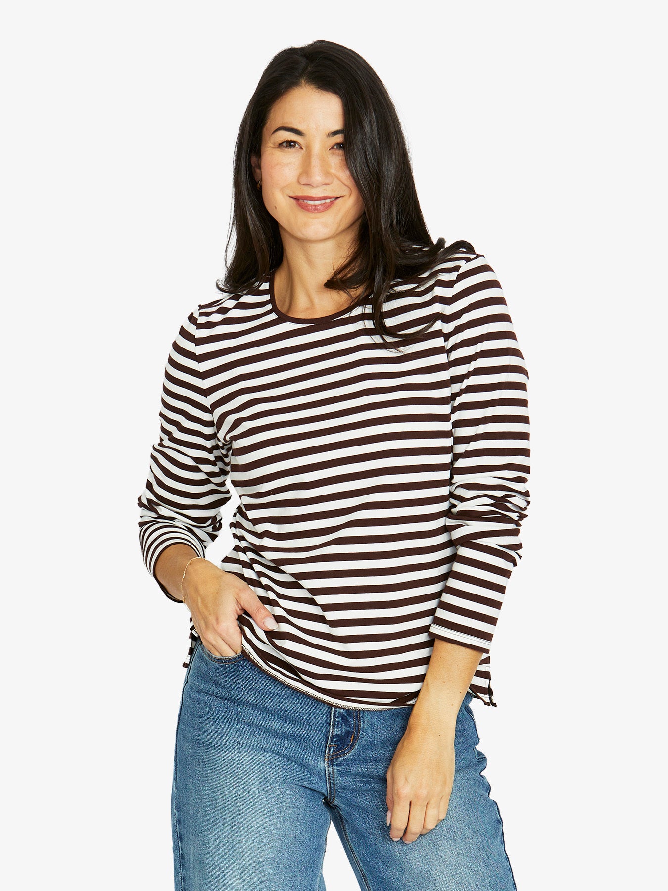 Jump Stripe Crew Long Sleeve Tee
