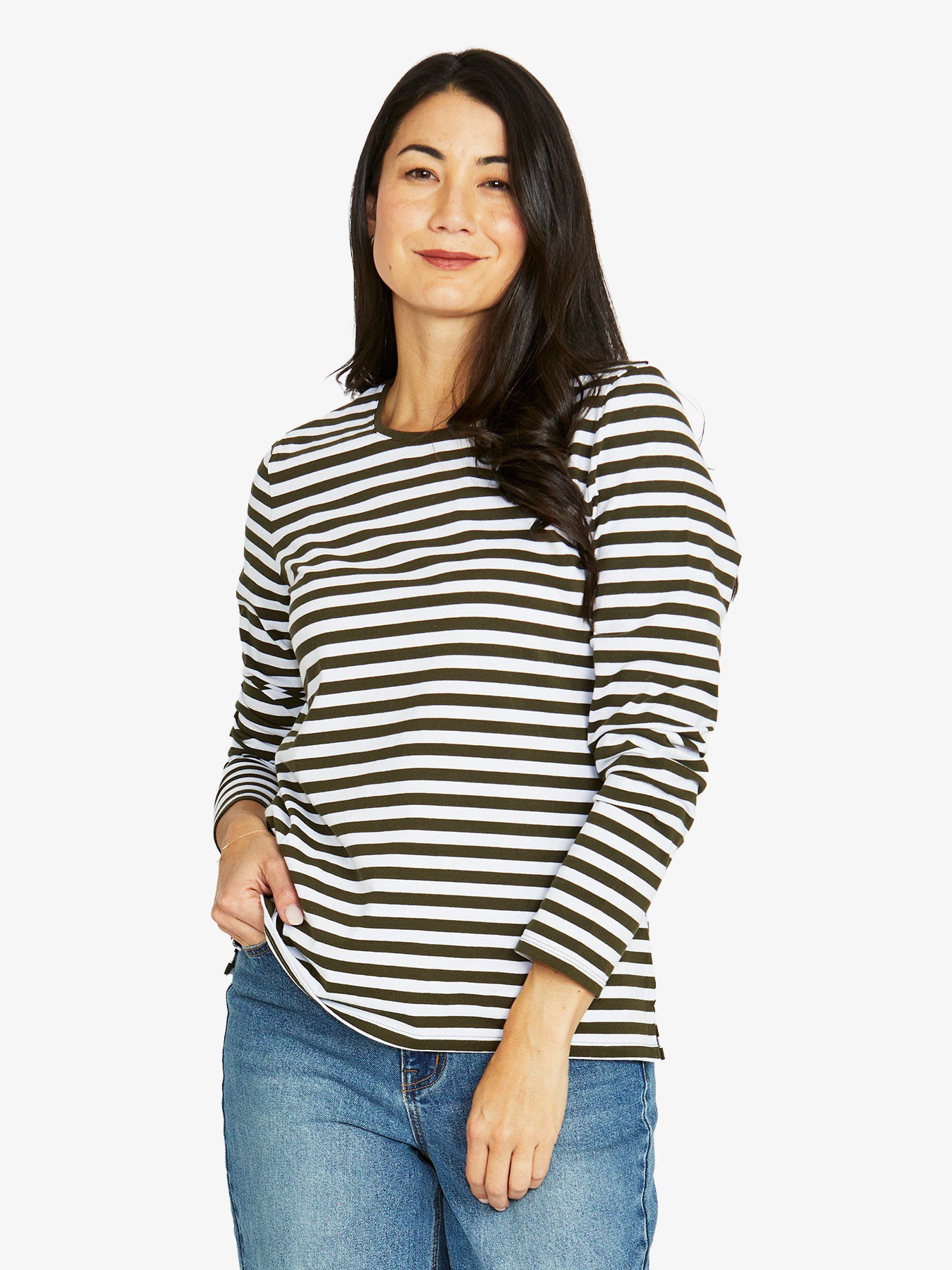 Jump Stripe Crew Long Sleeve Tee