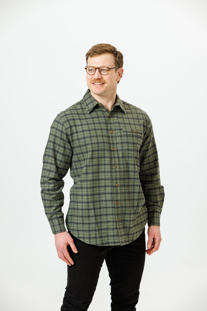 Vonnella Grey/Black Check Single Pocket Long Sleeve Shirt
