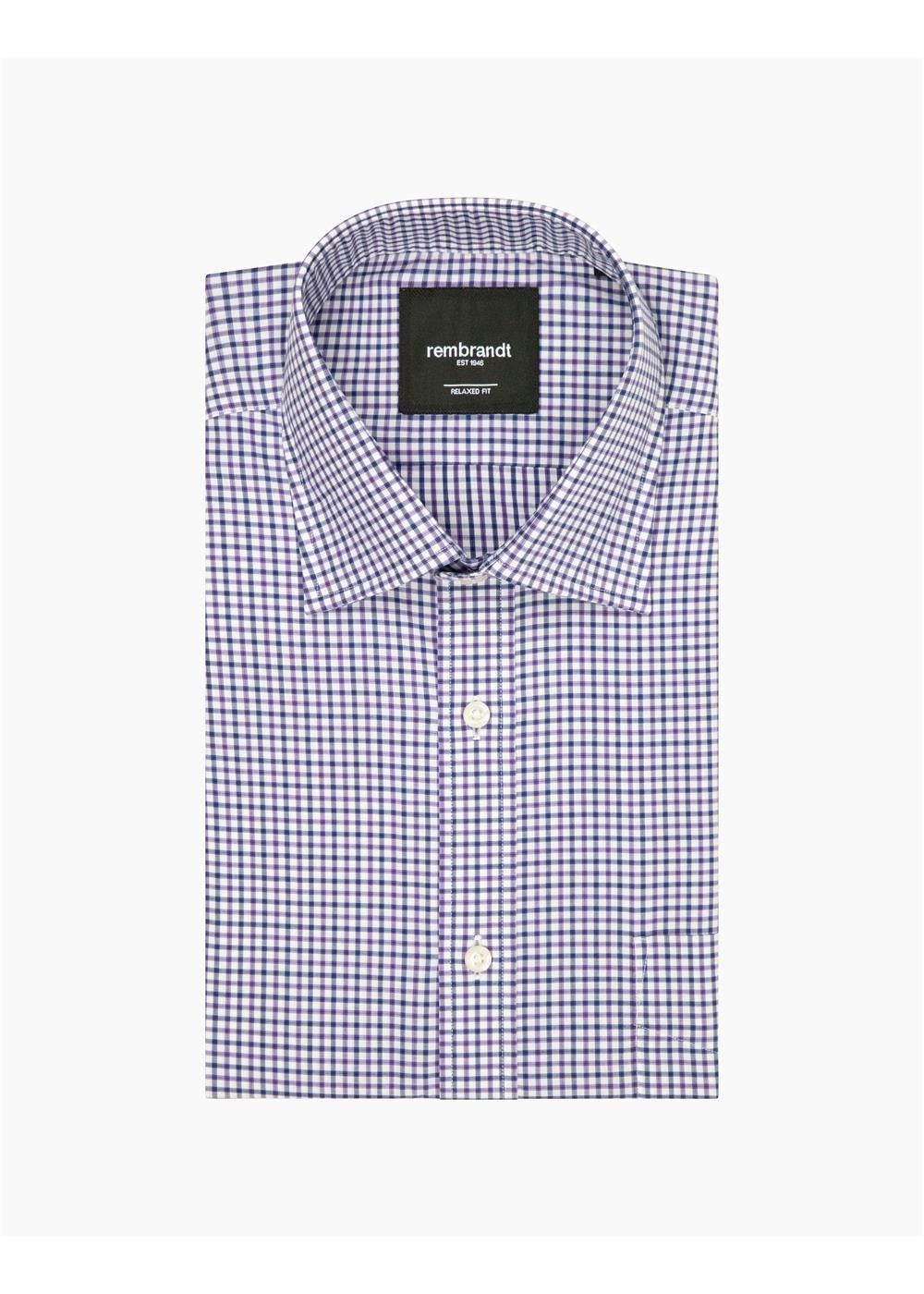 Rembrandt Sinatra Purple & Navy Check Long Sleeve Shirt