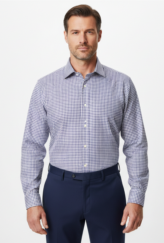 Rembrandt Sinatra Purple & Navy Check Long Sleeve Shirt