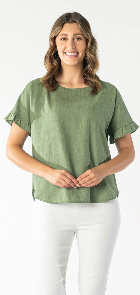 Renoma Moss Frill Short Sleeve Top