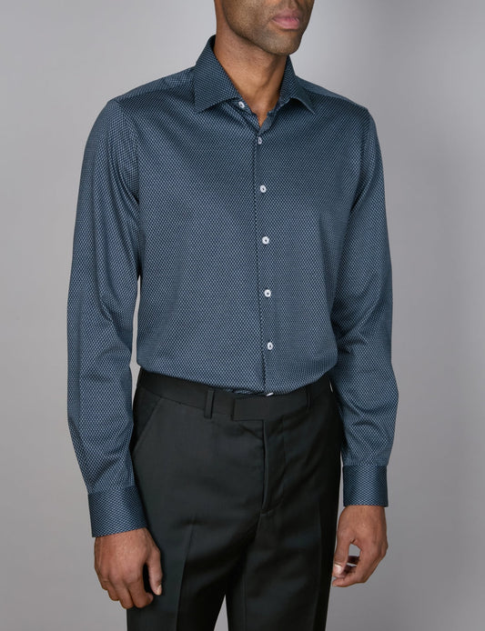 Abelard Navy/Charcoal Dot Long Sleeve Shirt