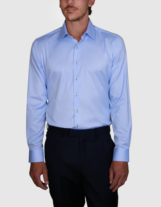 Abelard Slim Fit Blue Bamboo/Tencel Long Sleeve Shirt