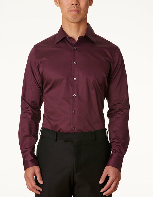 Abelard Spoltore Sateen Long Sleeve Shirt - Berry
