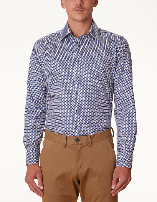 Abelard Aprutino Print Long Sleeve Shirt - Navy