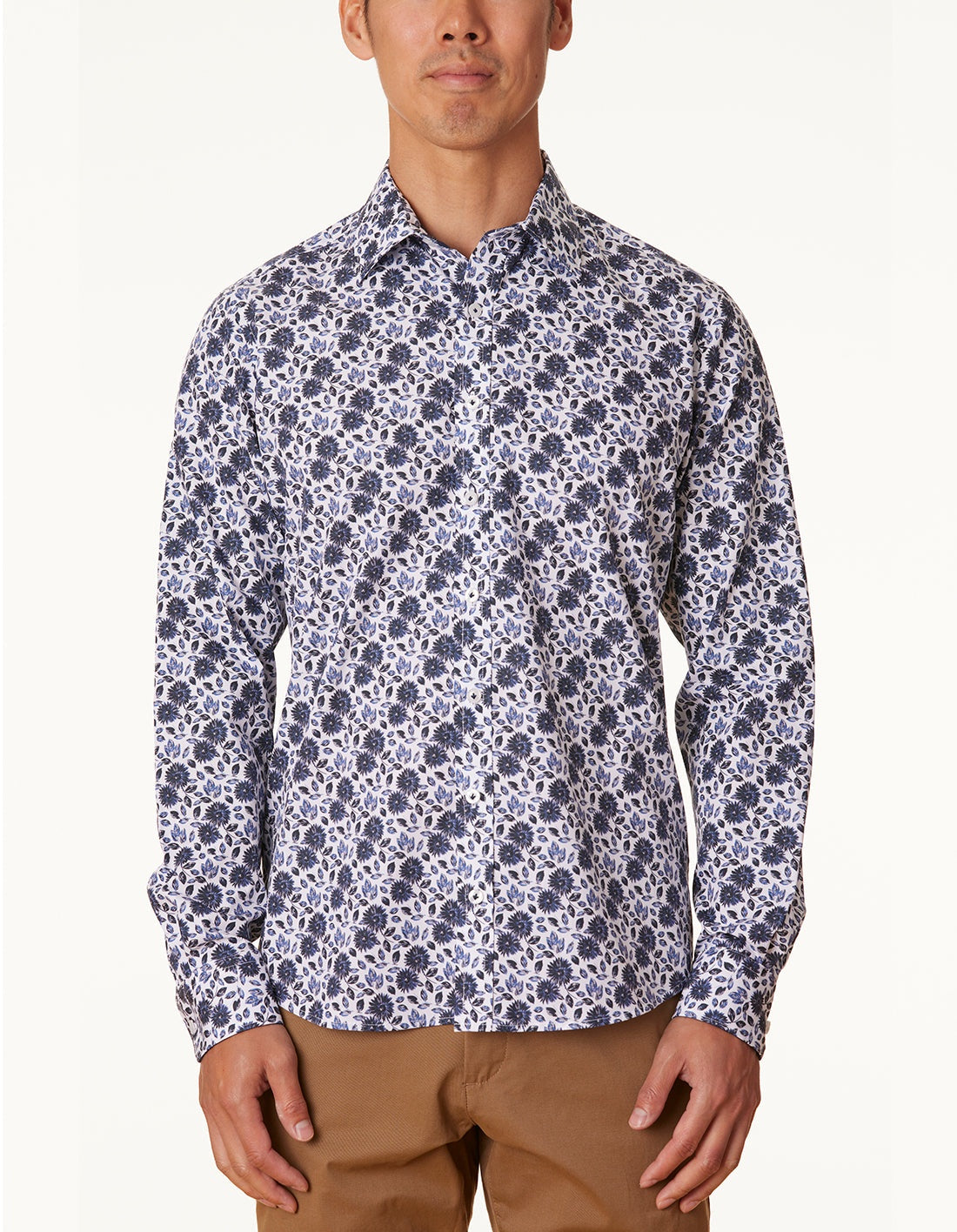 Abelard Tolentino Slim Fit Long Sleeve Shirt - Blue Floral