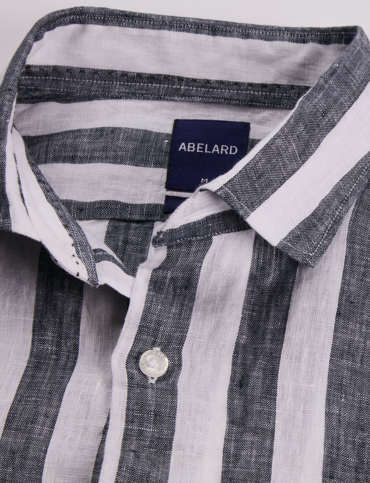 Abelard Inch Linen Navy Stripe Long Sleeve Shirt