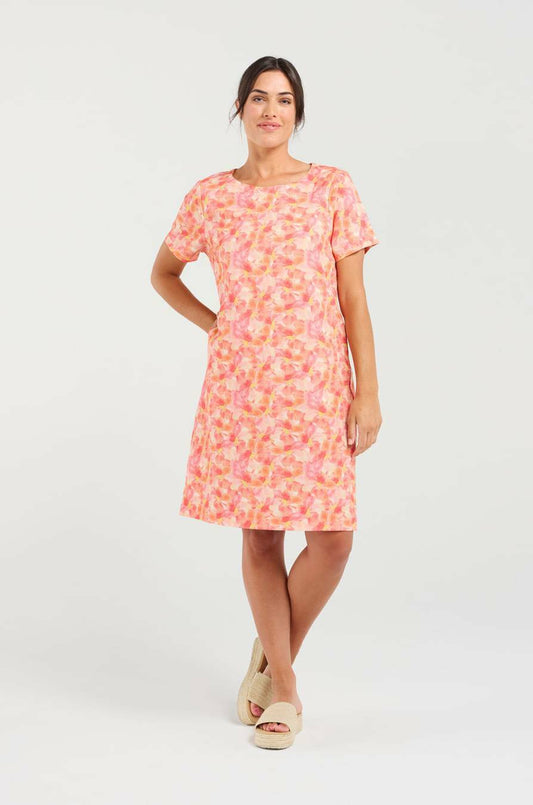 Blackstone Alexia Printed Linen/Cotton Dress-Sunset Petals