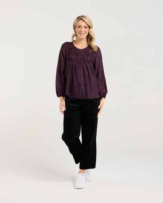 Blackstone Leah Zigzag Pleat Top - Port Royale