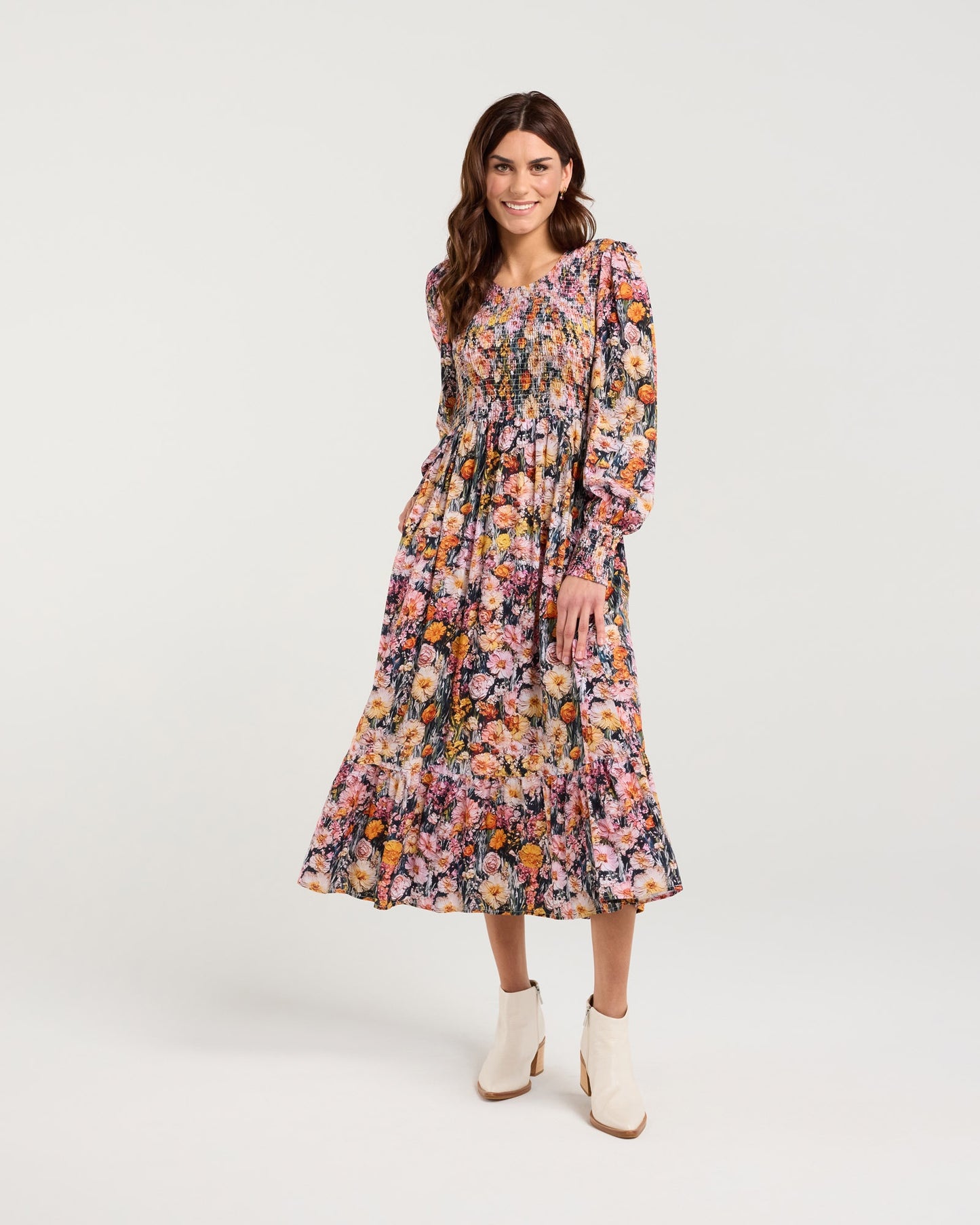 Blackstone Charlotte Shirred Dress - Monet's Garden